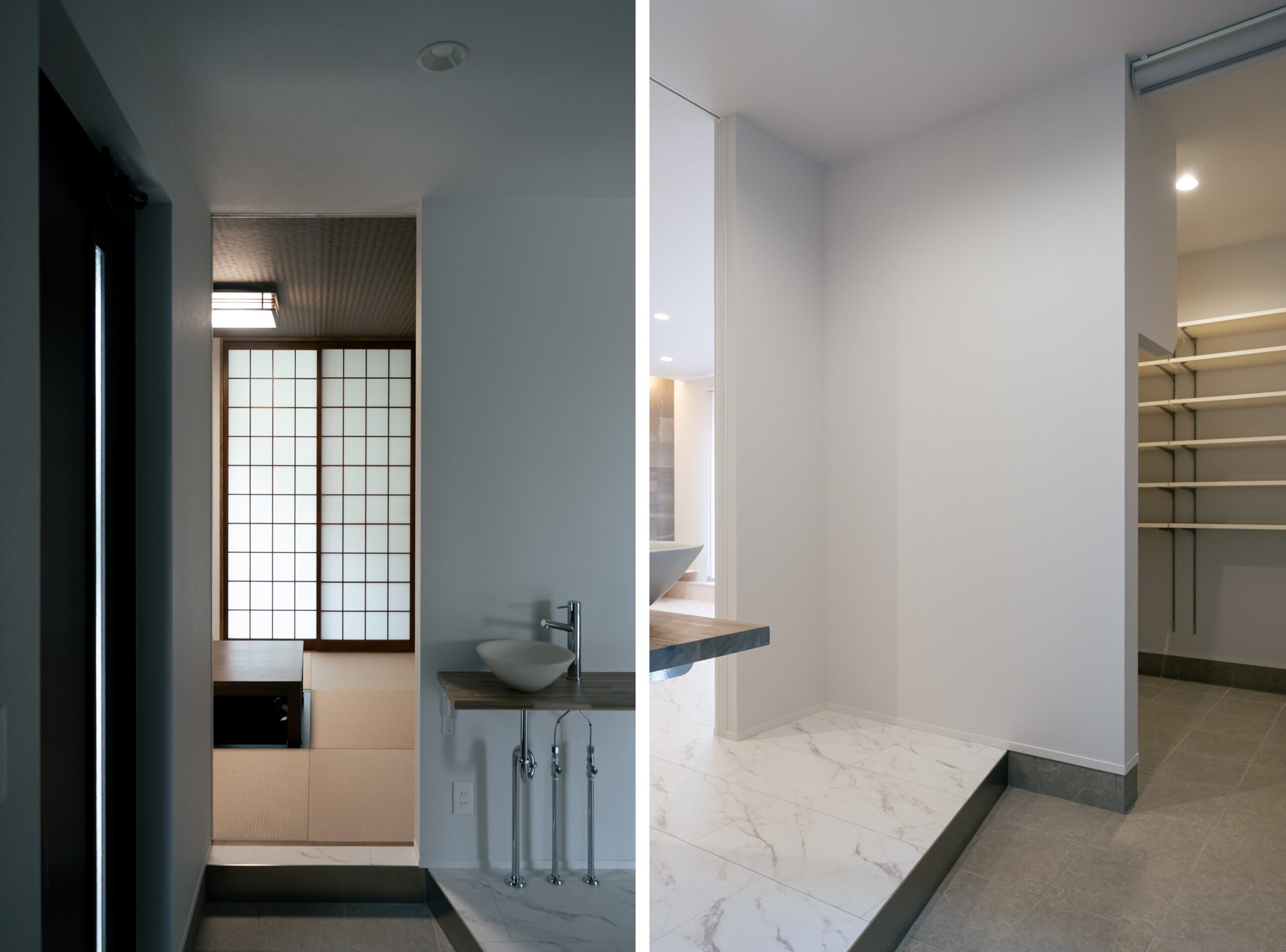 玄関から続く土間収納と和室