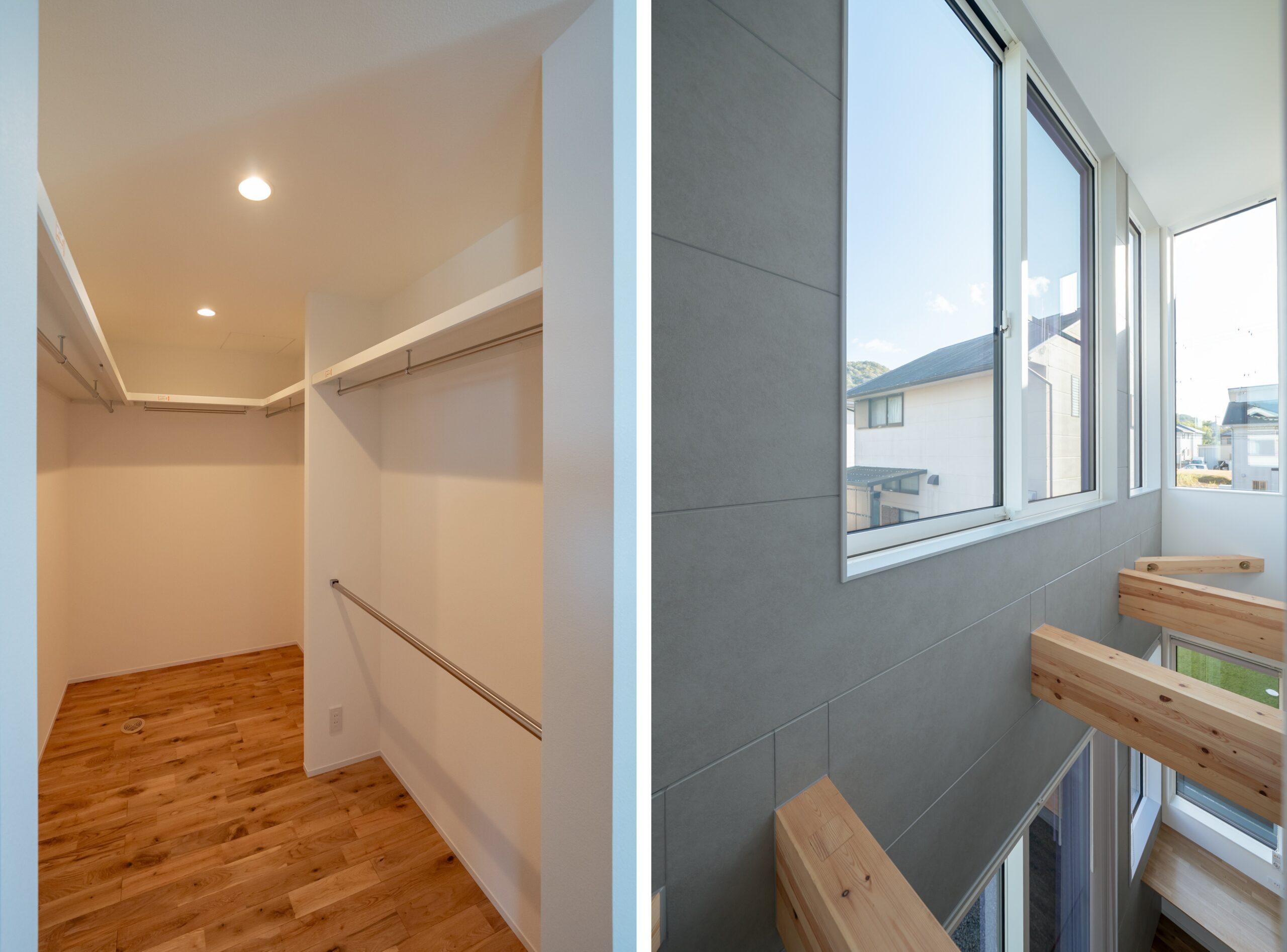 ウォークインクローゼットと吹抜けの大開口