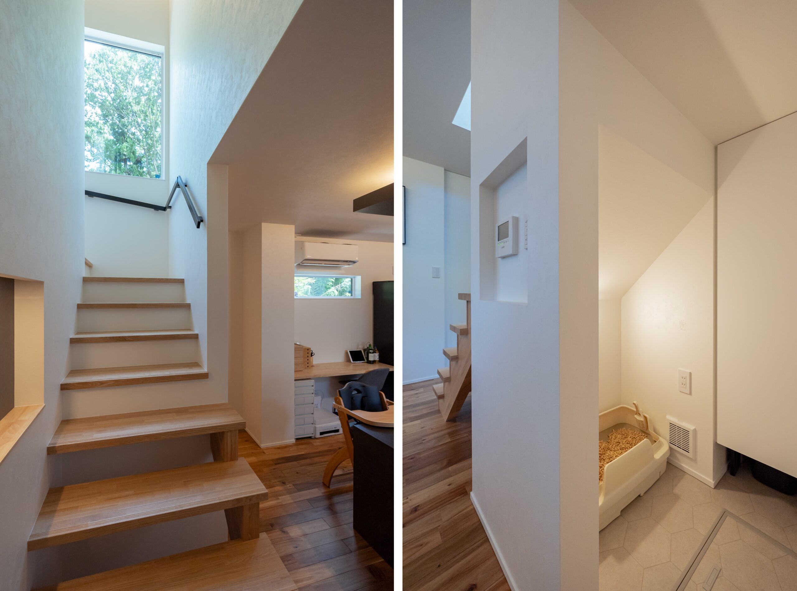 階段下のスペースを活用した猫用トイレ